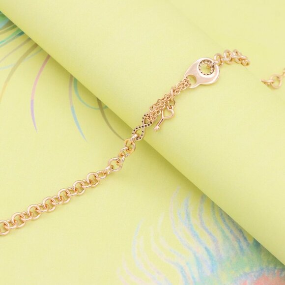 "Rose Gold Heart & Charm Link Bracelet in Premium Gold Plated Brass, XPBL0907 - Picture 6 of 13